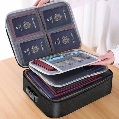 Fireproof Document Box, Hard Case File Box with Fireproof Zipper＆Lock, Heat Insulated Fire and Water Resistant File Organizer Storage Safe for Important Documents Laptop Cash