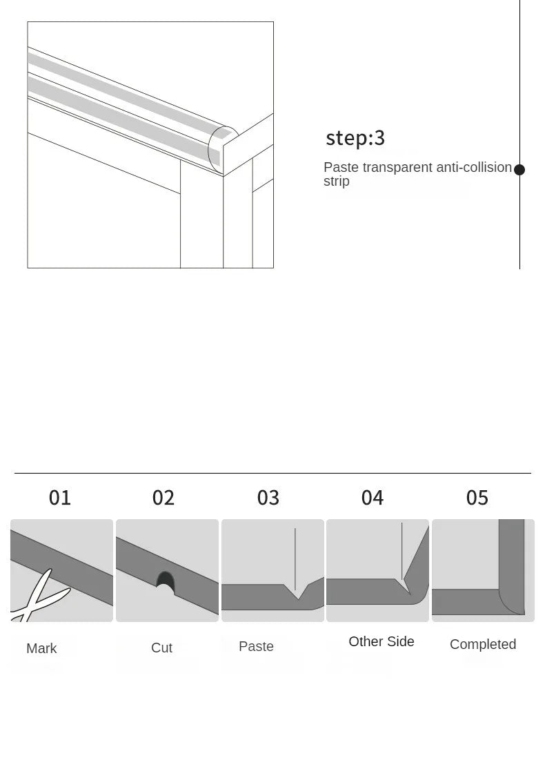 Transparent PVC Baby Protection Strip with Double-Sided Tape Anti-Bumb Kid Safety Table Edge Furniture Guard Corner L Protectors