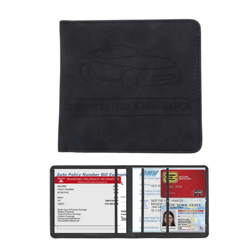 Men's Card Holder, Car Registration Vehicle License Insurance Card Holder Wallet