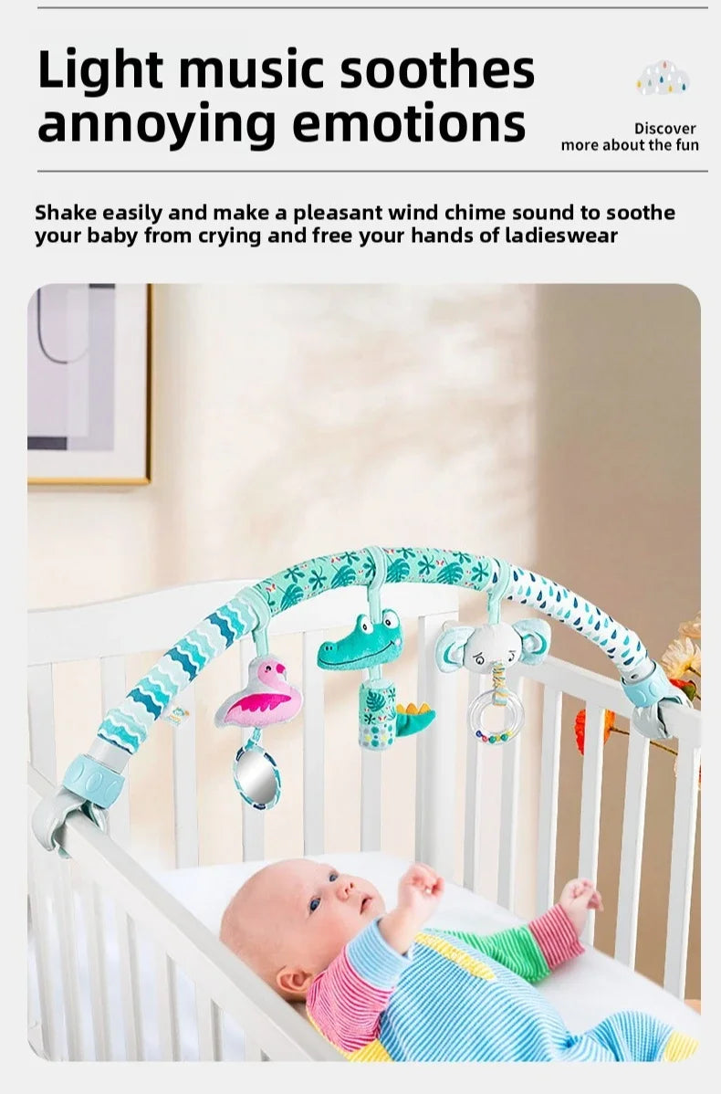 Infant Baby Stroller Arch Toy Play Bar Fun Newborns Sensory Activity Adjustable for Bouncers and Car Safe Seat Bed Hanging Toys