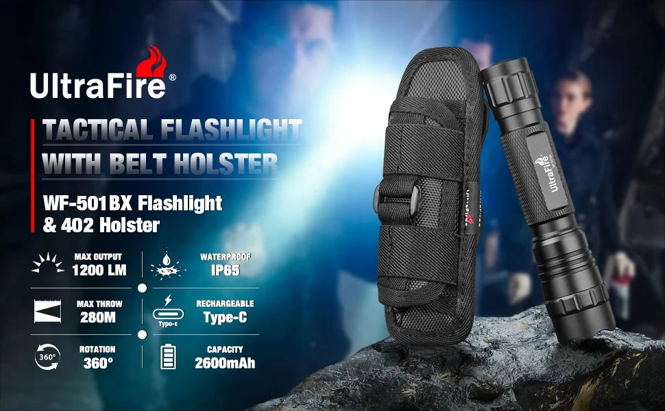 Tactical Flashlight 1200 High Lumen Duty Belt Flashlight for Law Enforcement, Premium Police Flashlight with Holster for Duty Belt,led Flashlight Gifts