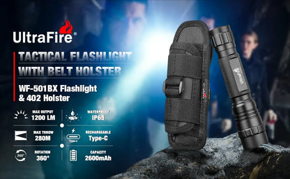 Tactical Flashlight 1200 High Lumen Duty Belt Flashlight for Law Enforcement, Premium Police Flashlight with Holster for Duty Belt,led Flashlight Gifts