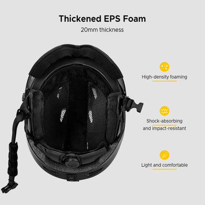 Snowboard Helmet with Ski Goggles, Ski Helmet and 2-in-1 Visor Detachable Goggles Set, Protective EPS Foam