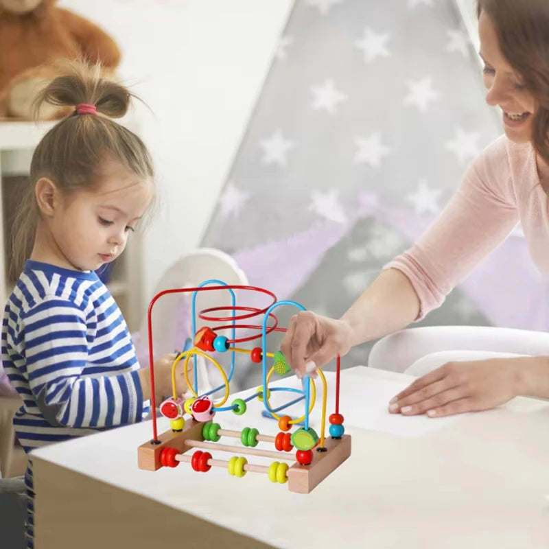 Montessori Baby Toys Wooden Roller Coaster Bead Maze Toddler Early Learning Educational Puzzle Math Toy for Children 1 2 3 Years