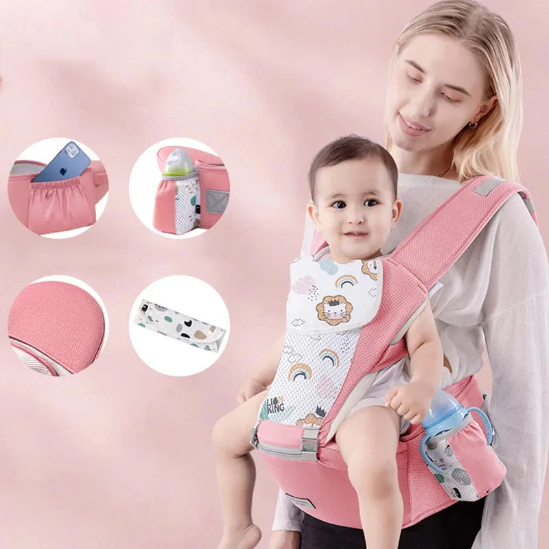 Baby Carrier with Hip Seat, Baby Carrier Newborn to Toddler, 6-in-1 Ways to Carry, All Seasons, Adjustable Baby Holder Carrier for Breastfeeding