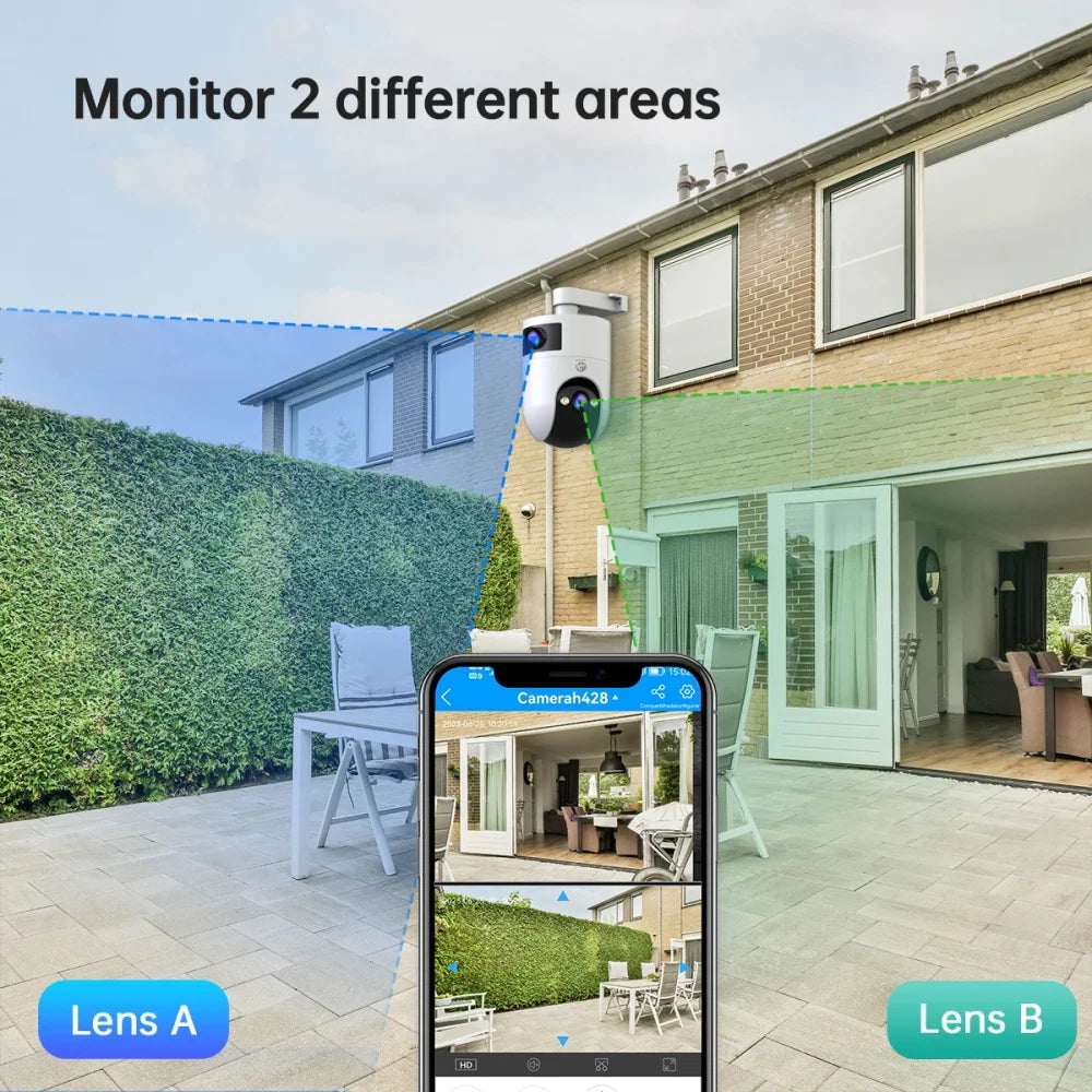 4K PTZ IP Camera Outdoor Waterproof Dual Lens 5G WiFi Security Camera Auto Tracking Video Surveillance Camera Baby Monitor