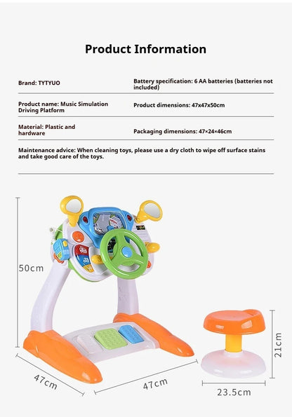 Child Simulation Music Simulated Driving Console Steering Wheel Toys Baby Driving Early Education Toys Intellectual Development