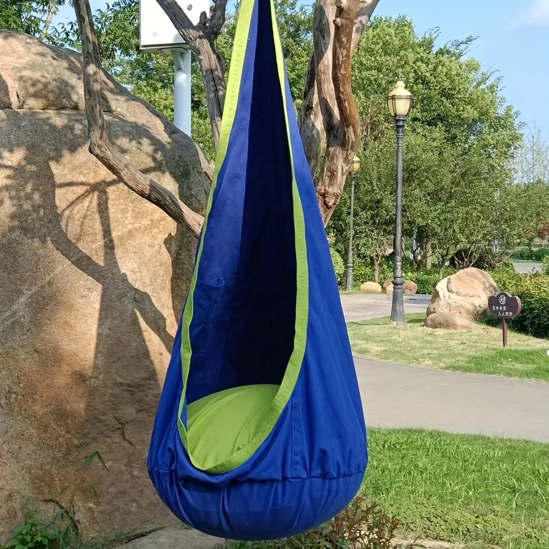 All-in-One Hanging Hammock Chair with Inflatable Pillow | Heavy-Duty Capacity, Storage Pocket | Indoor/Outdoor Hanging Seat