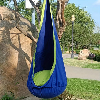 All-in-One Hanging Hammock Chair with Inflatable Pillow | Heavy-Duty Capacity, Storage Pocket | Indoor/Outdoor Hanging Seat
