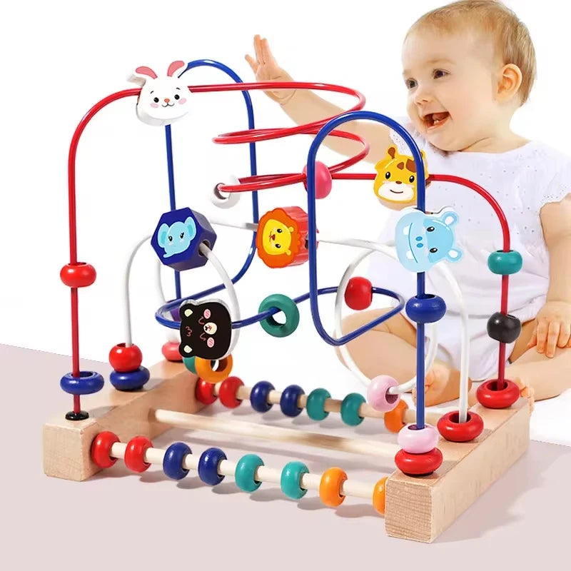 Montessori Baby Toys Wooden Roller Coaster Bead Maze Toddler Early Learning Educational Puzzle Math Toy for Children 1 2 3 Years