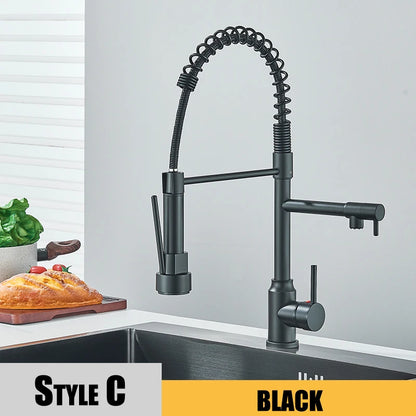 Kitchen Faucet with Pull Down Sprayer, Commercial Single Handle Stainless Steel Kitchen Faucets with Deck Plate