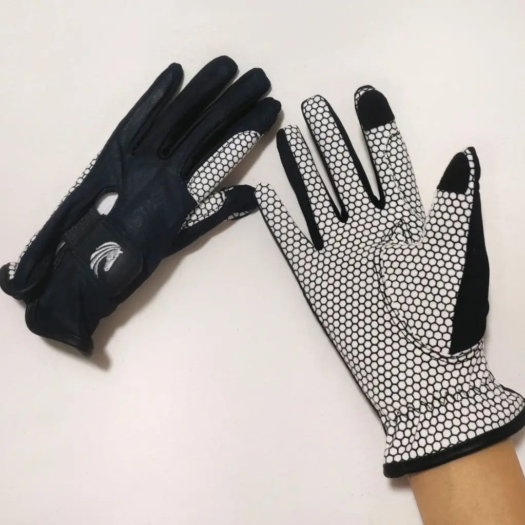 Summer Breathable Horse Riding Gloves lightweight Cozy Mesh Back Full Plam Silicone Grip Equestrian Gloves for Horseback Cycling