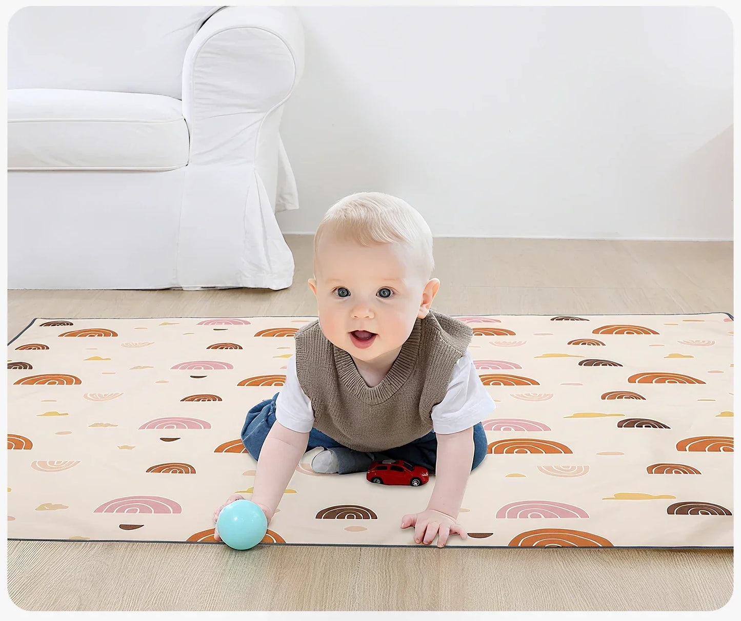 Baby Play Mat, Thicken Foam Cushioned & Waterproof Playpen Mat for Infants and Toddlers, Stylish and Just Wipe-Clean Playmat for Baby Play on Floor