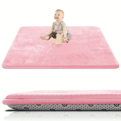 Baby Play Mat for Floor,1.3" Thick Elasti-Foam 50"×50" Playpen Mat for Tummy Time,Water Repellent Soft Coral Velvet for Toddler,Infant,Kids,Non-Slip Backing Safe for Crawling