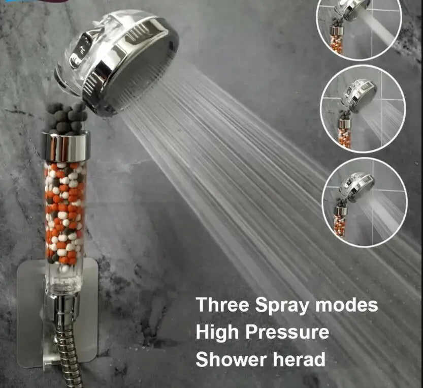 Filtered Shower Head with Handheld, New 3 Functions High Pressure SPA Water Saving Handheld Rainfall Anion Filter Shower
