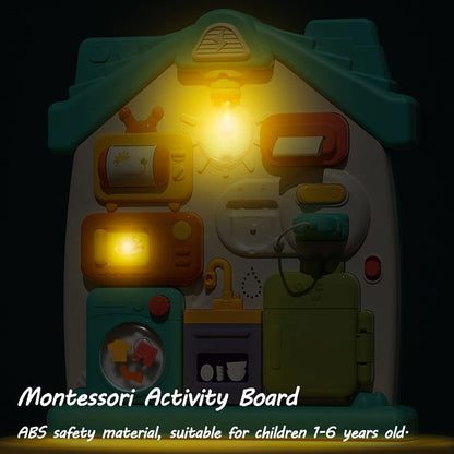 Baby Busy House Sensorial Montessori Toys 3D Busy Board Music Light Switch Fine Motor Training Games Educational Toys For Kids