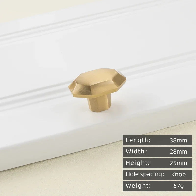 Cabinet Handles Brushed Brass Kitchen Knobs European style minimalist solid brass cabinet DIY pull handle classical luxury drawer gold knob cabinet door long handle
