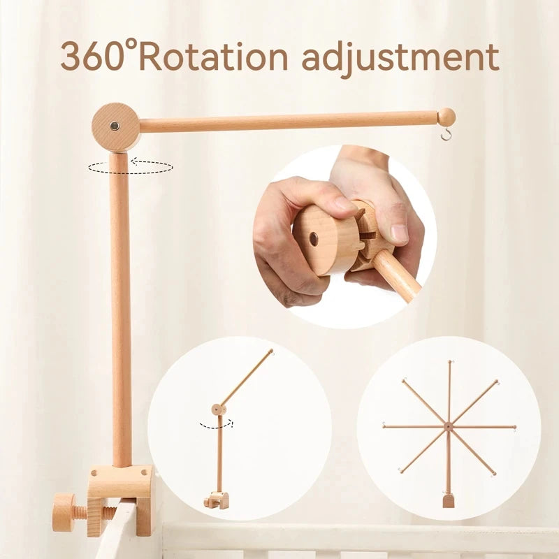 Baby Crib Mobile Rattle Toy For 0-12 Months Cartoon Felt Forest Animal Bed Bell Hanging Wooden Bracket Mobile Newbaby Rattle Toy