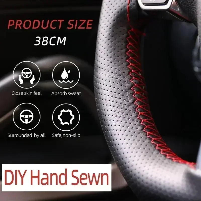 Car Steering Wheel Braid Cover Black Artificial Leather For Volkswagen VW Golf 7 Mk7 Touran Up New Polo Jetta Passat B8 Tiguan