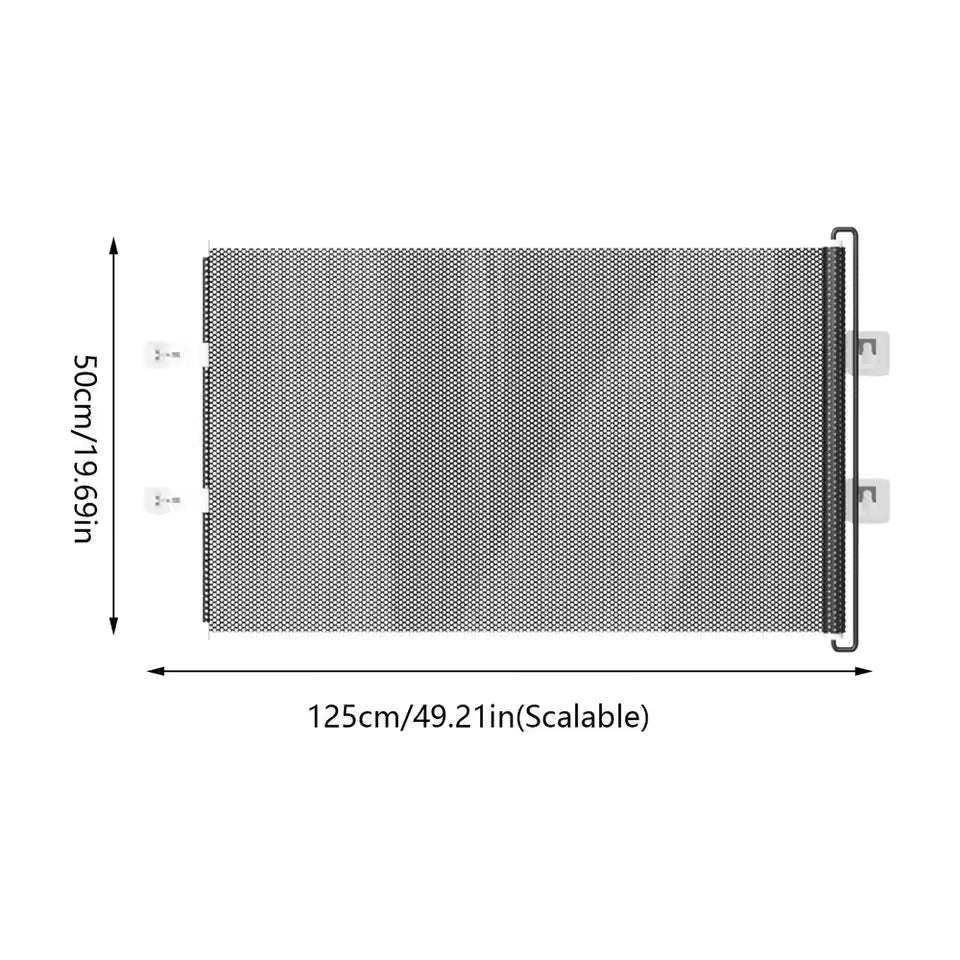 Tall Retractable Dog Gate Mesh Baby Fence Gate, Long Baby Gates Indoor Extra Long Gates for Kids or Pets, Outdoor Retractable Gate with Support Rods - Prevent Crawling Under