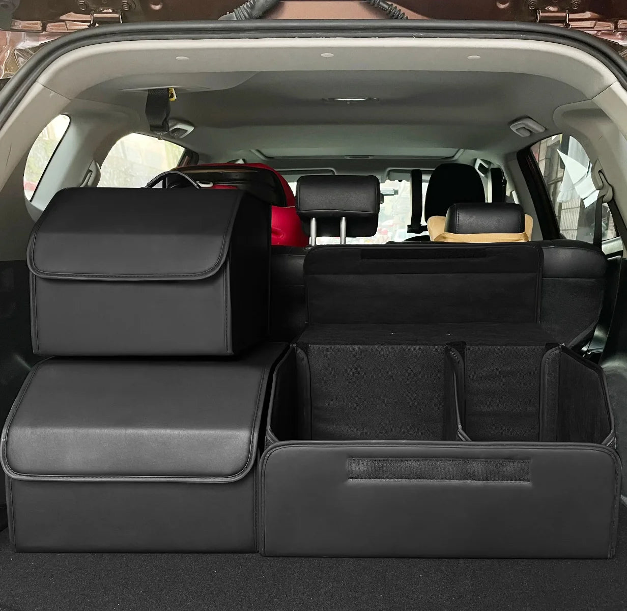 Storage Box PU Leather Multipurpose Collapsible Car Trunk Storage Organizer Car Trunk Organizer Stowing Tidying Auto Accessories