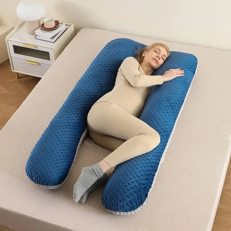 Removable washable pillow soft care pillow side sleep U-shaped pregnant women pillow solid color memory foam waist pillow