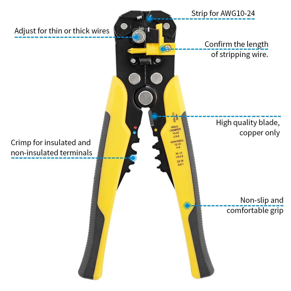 Crimper Cable Cutter Adjustable Automatic Wire Stripper Multifunctional Stripping Crimping Pliers Terminal Hand Tool