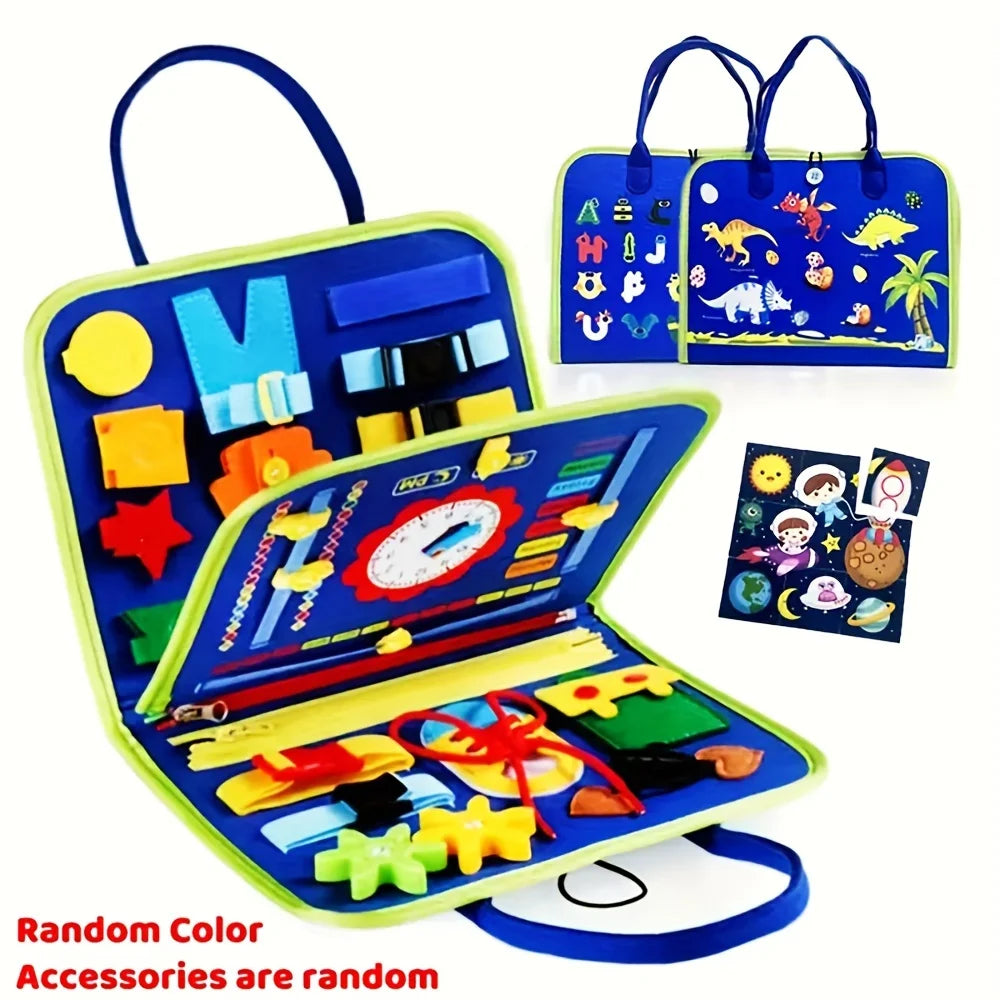 Busy Board & Busy Book for Kids – Sensory & Learning Travel Toy for Airplane & Car, Preschool Learning Toys, Ideal Gifts