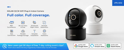 IMILAB Baby Monitor Indoor Security Camera with AI Detection Night Vision 2-Way Audio 360° PTZ Compatible with Xiaomi Home App