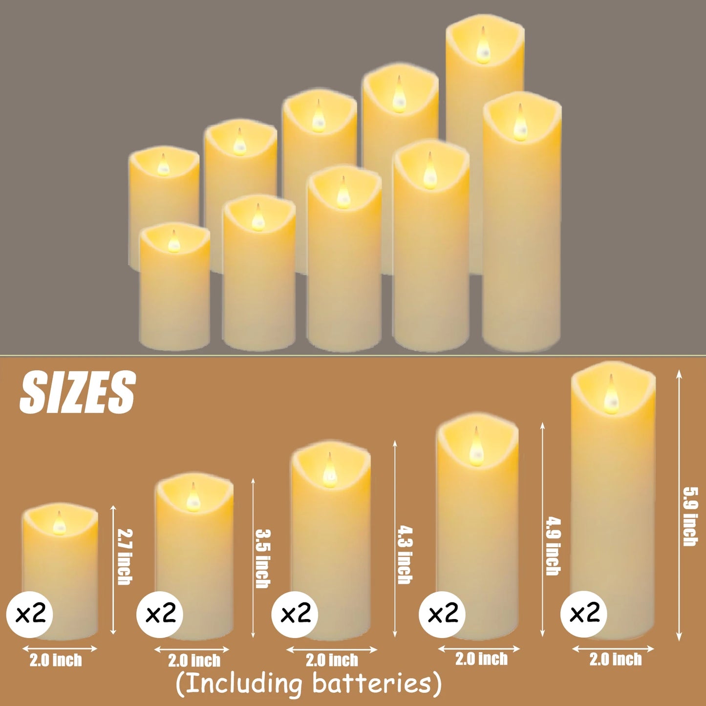 10-240pcs Battery Operated Flickering LED Pillar Candles with Remote and Timers Fake Flameless Candle for Wedding/Holiday Decor