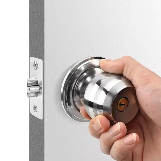 Door Knobs,Privacy Door Knob with Lock, Interior Doorknobs Silver, Keyless Door Locks Set for Bedrooms Bathrooms, Reversible for Left/Right Door Handle