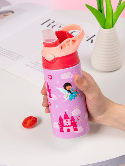 Kids Insulated Water Bottle with Straw Lid & Handle Stainless Steel Metal Tumbler Leak Proof Double Wall Vacuum Kids Cup Toddler Water Bottle for School Boys Girls