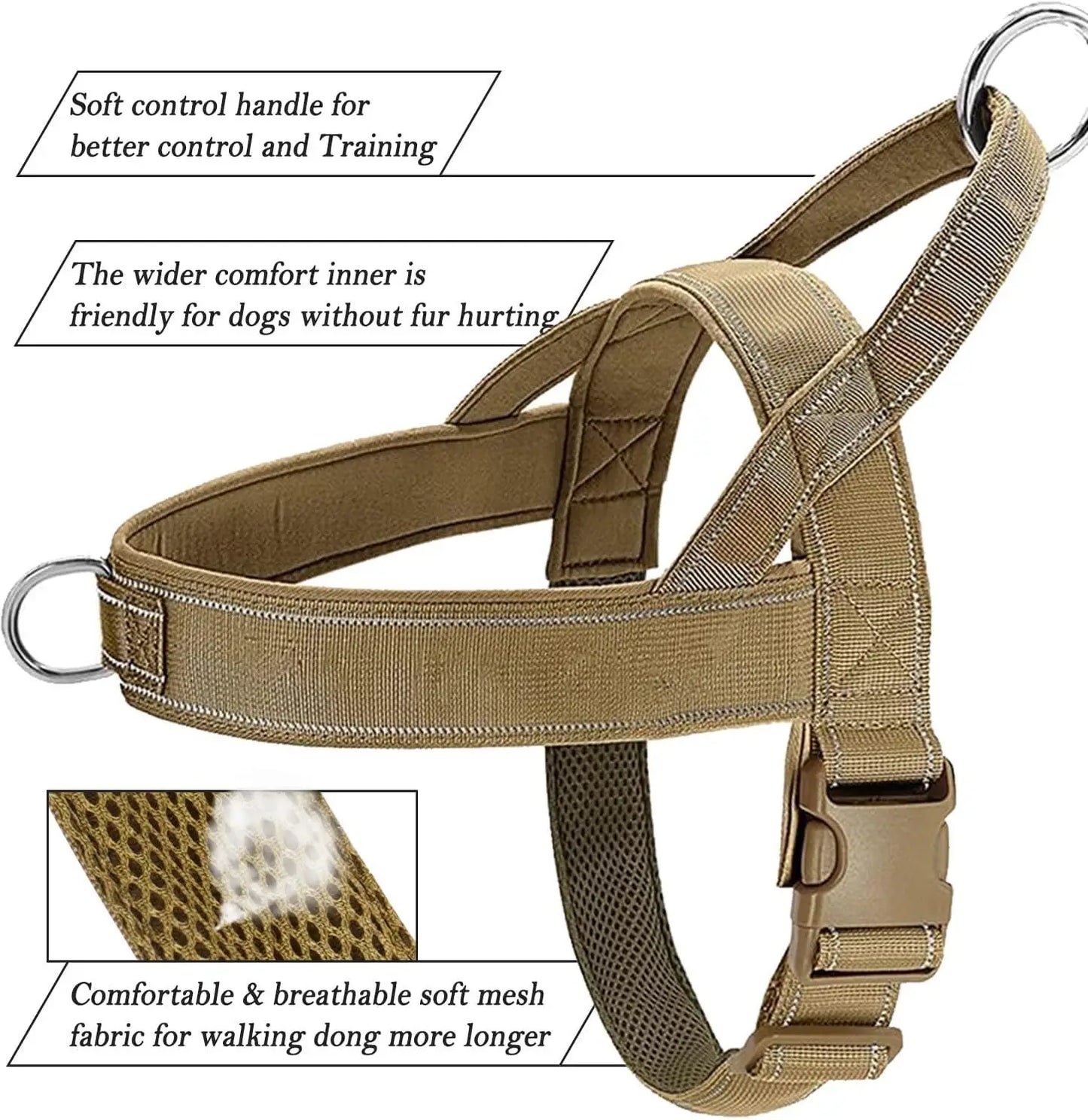 Dog Harness | Chafe Resistant Webbing, Adjustable Neck & Chest, and Heavy Duty D-Ring | Sturdy, Comfortable, Easy to Use