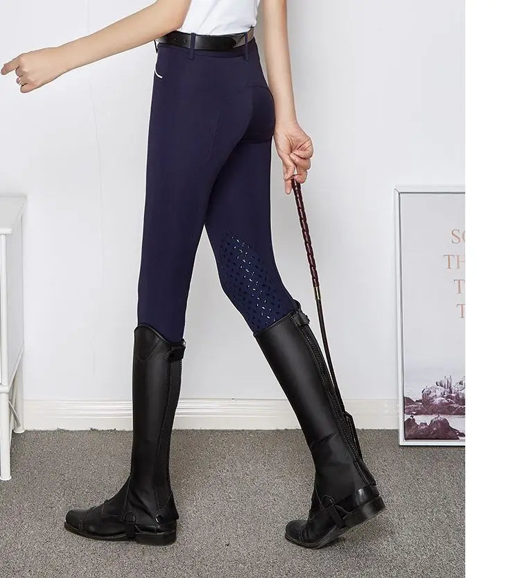 Summer Breathable Horse Riding Pants Adults High Waist Stretch Slim Fit Breeches Comfy Silicone Non-slip Tights Equestrian Pants