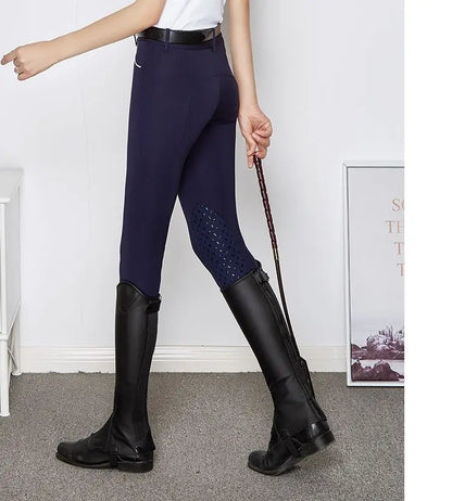 Summer Breathable Horse Riding Pants Adults High Waist Stretch Slim Fit Breeches Comfy Silicone Non-slip Tights Equestrian Pants