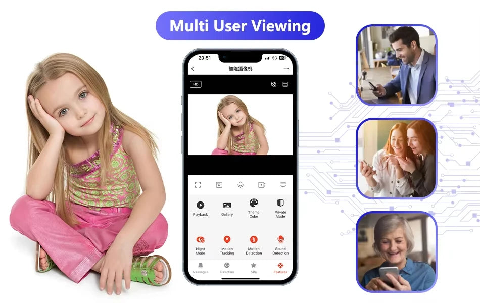 Tuya 5G WiFi IP Camera Indoor 6MP Wireless Security Surveillance Camera Auto Tracking Baby Monitor IR Night Vision 6x Zoom Cam