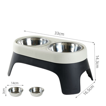 Dog Food Bowls Stainless Steel Dog Bowls, Double Bowl High Foot Leak Proof Pet Feeder Accessories