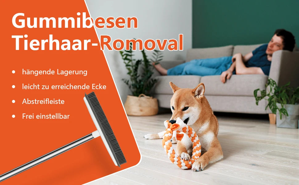 Carpet Rake for Pet Hair Removal, Reusable Pet Hair Remover Broom, 60'' Adjustable Long Handle Dog and Cat Hair Remover Tool Set of 3, Lint Remover Scraper for Carpets, Rugs, Mats, Couch, Car