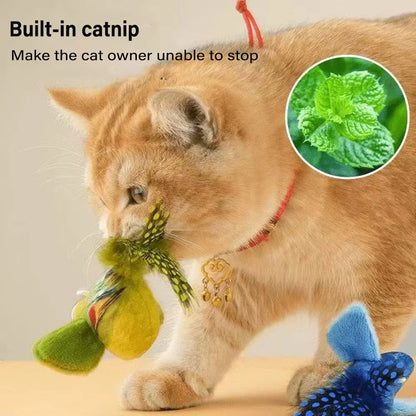 Interactive Cat Toy with Realistic Bird Sound - Plush Chirping Bird Catnip Toy for Cats & Kittens, Simulation Bird Teaser Toy
