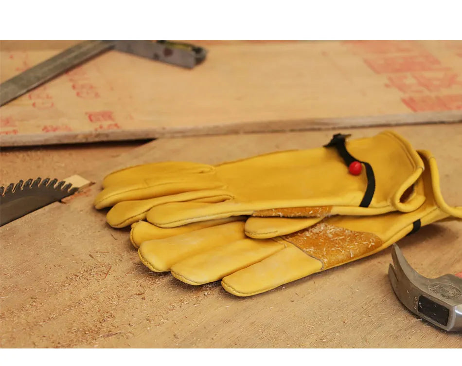 Men's HydraHyde Leather Winter Work Gloves | Water-Resistant | Insulated Cow Leather Work Glove Soft Cowhide Welding Security Protection Gloves Workers Mechanic Driver Hunting Driving Farm Garden Glove