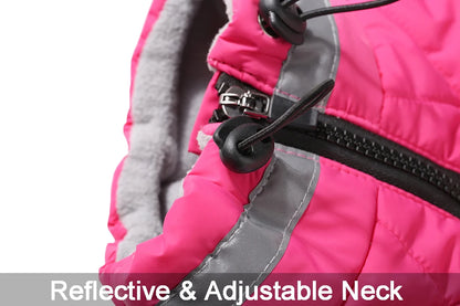 Small Dog Coat with Harness Built-in, Warm Dog Jacket with Zip, Reflective Winter Coat Pet Sweater Clothes for Small/Large Dogs
