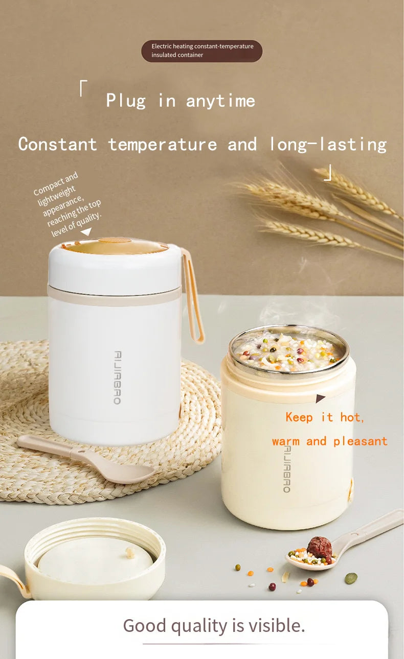304 Stainless Steel USB Constant Temperature Breakfast Cup Plugable Soup Cup Long-lasting Insulation for Students Only