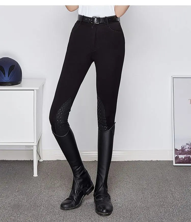 Summer Breathable Horse Riding Pants Adults High Waist Stretch Slim Fit Breeches Comfy Silicone Non-slip Tights Equestrian Pants
