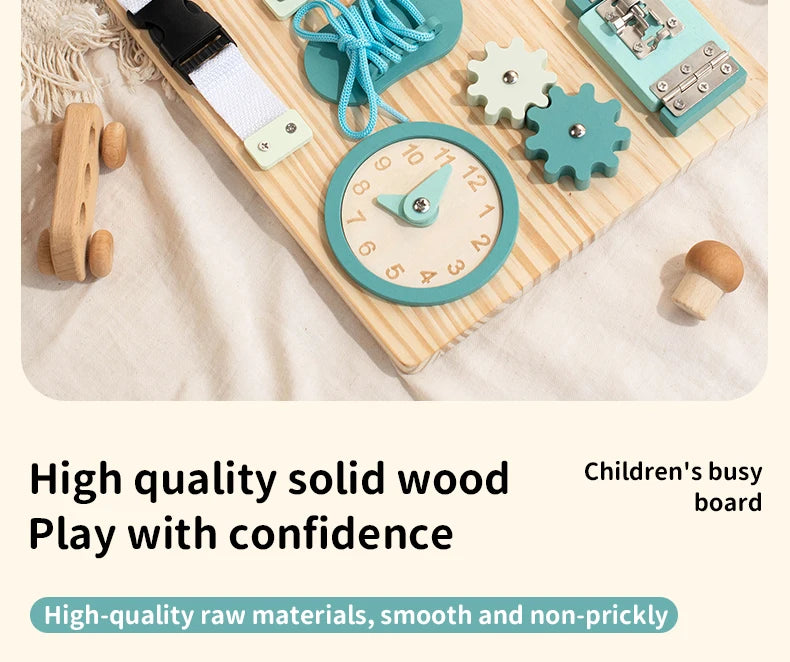 Montessori Busy Board for Toddlers Wooden Activity Sensory Board for Fine Motor Skills Travel Educational Learning Toys for Kid