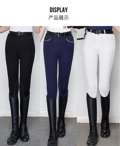 Summer Breathable Horse Riding Pants Adults High Waist Stretch Slim Fit Breeches Comfy Silicone Non-slip Tights Equestrian Pants