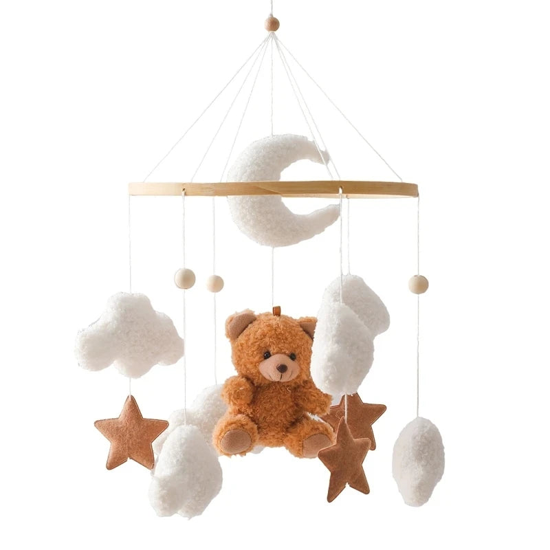 Baby Crib Mobile Rattle Toy For 0-12 Months Cartoon Felt Forest Animal Bed Bell Hanging Wooden Bracket Mobile Newbaby Rattle Toy