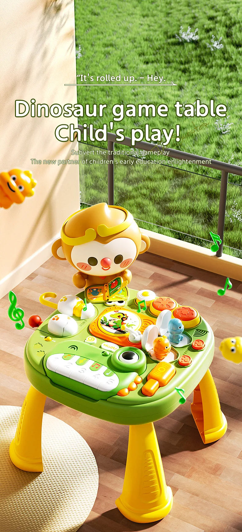Montessori Educational Activity Table Toy for Babies, Sensory Learning with Lights Music Sound, Early Development Toys for Kids