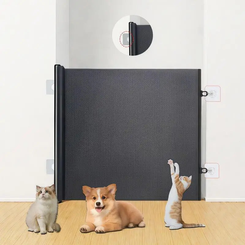 No Drilling Retractable Baby Gate Tall Mesh Baby Gate Extends Up To Wide Retractable Gate For Kids Pets Retractable Dog Gates