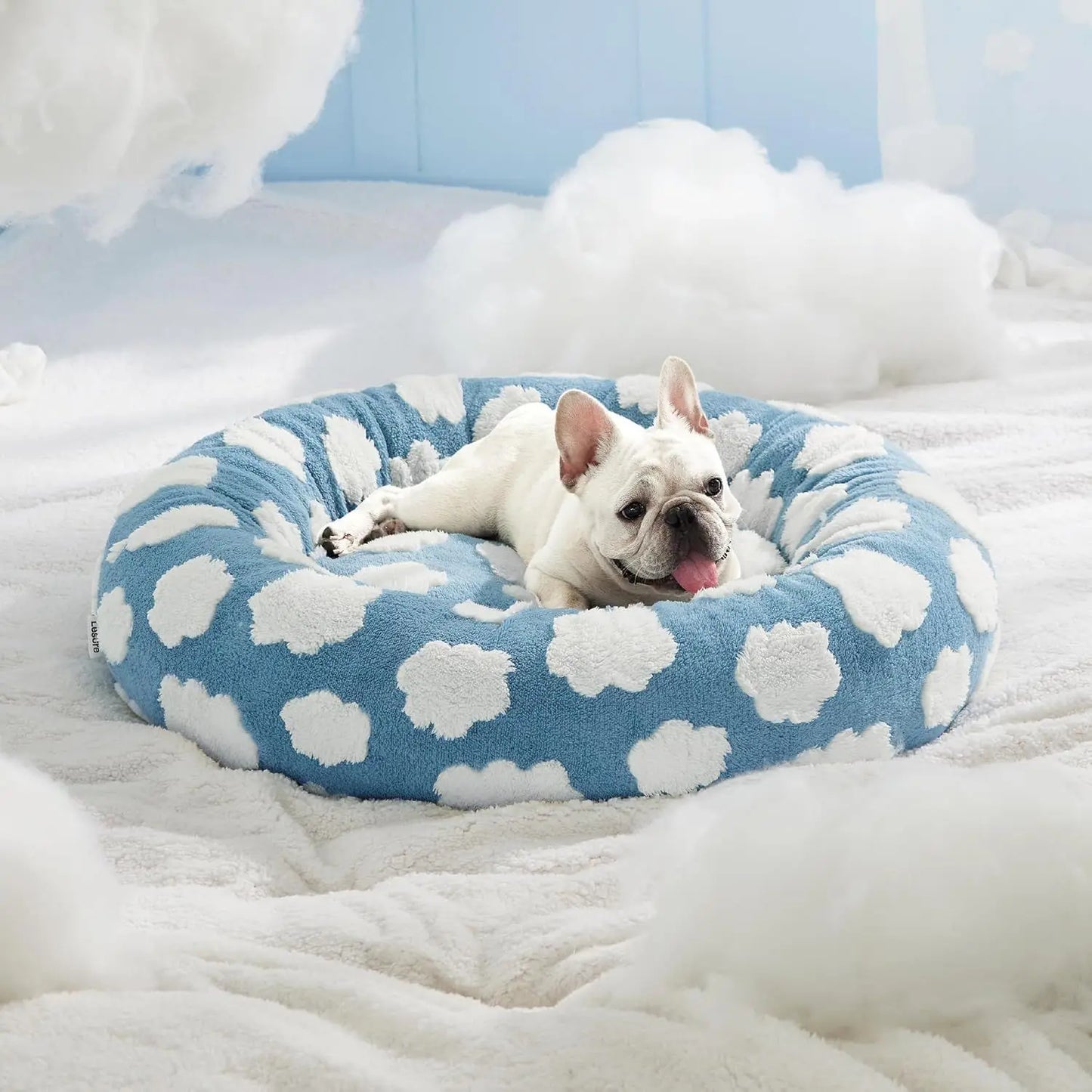 Donut Large Dog Bed, Cute Round Calming Dog Bed with Removable Washable Cover, Orthopedic Pet Beds