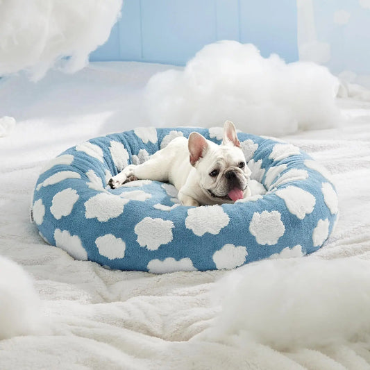 Donut Large Dog Bed, Cute Round Calming Dog Bed with Removable Washable Cover, Orthopedic Pet Beds